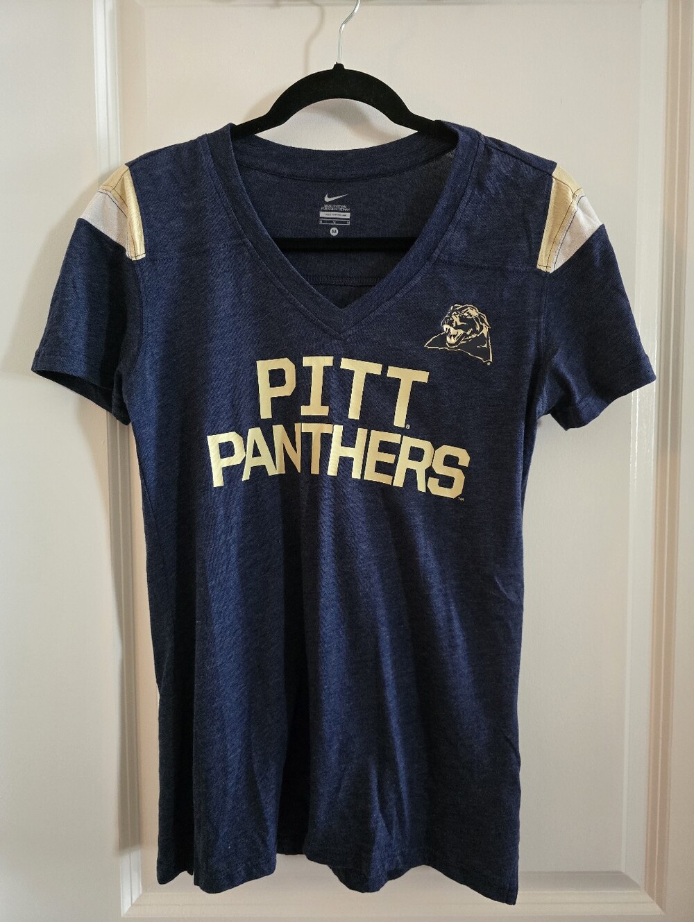 Nike Navy and Gold PITT Panthers V-Neck Tee SizE m